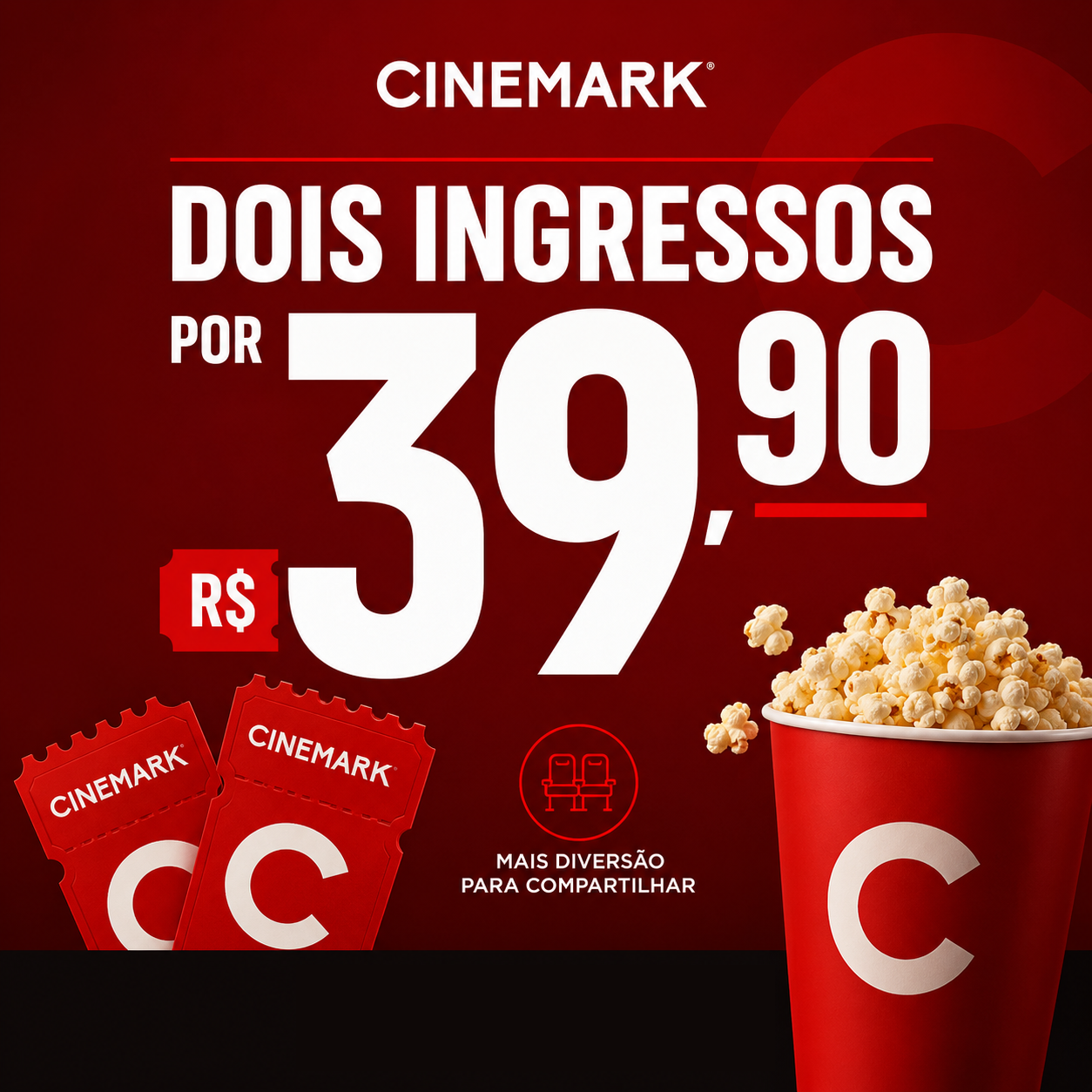 Promoção Cinemark - Dois ingressos por R$39,90